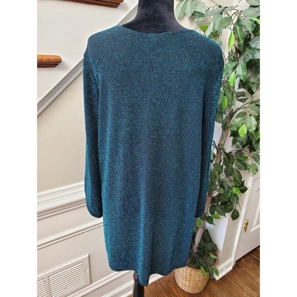 Slinky Brand Women's Blue Polyester Round Neck Long Sleeve Pullover Sweater 1X - Picture 8 of 13